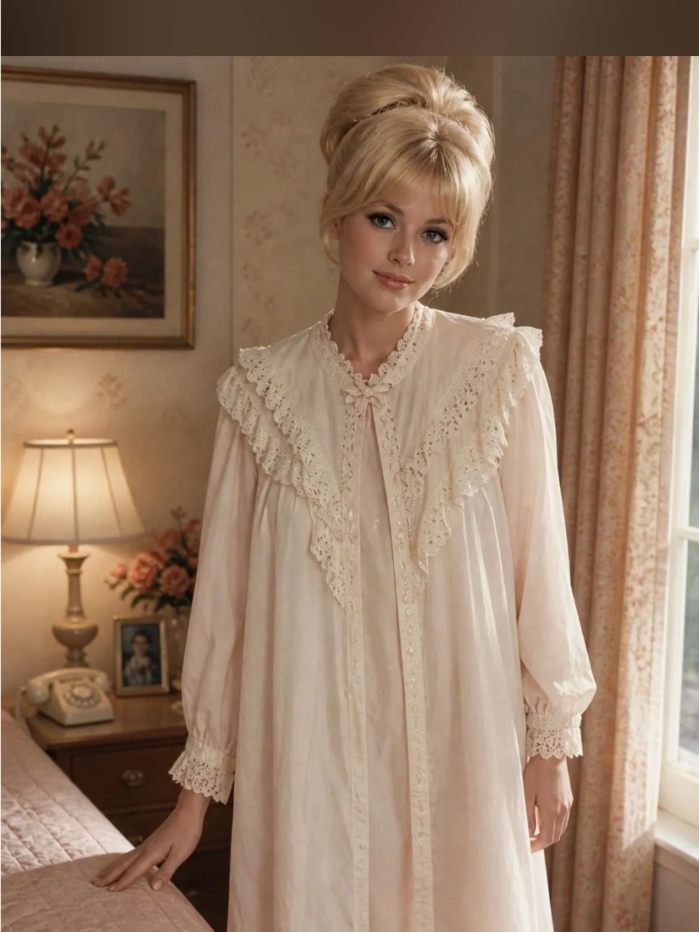 Vintage Victorian Style Lace Nightgown Size Small